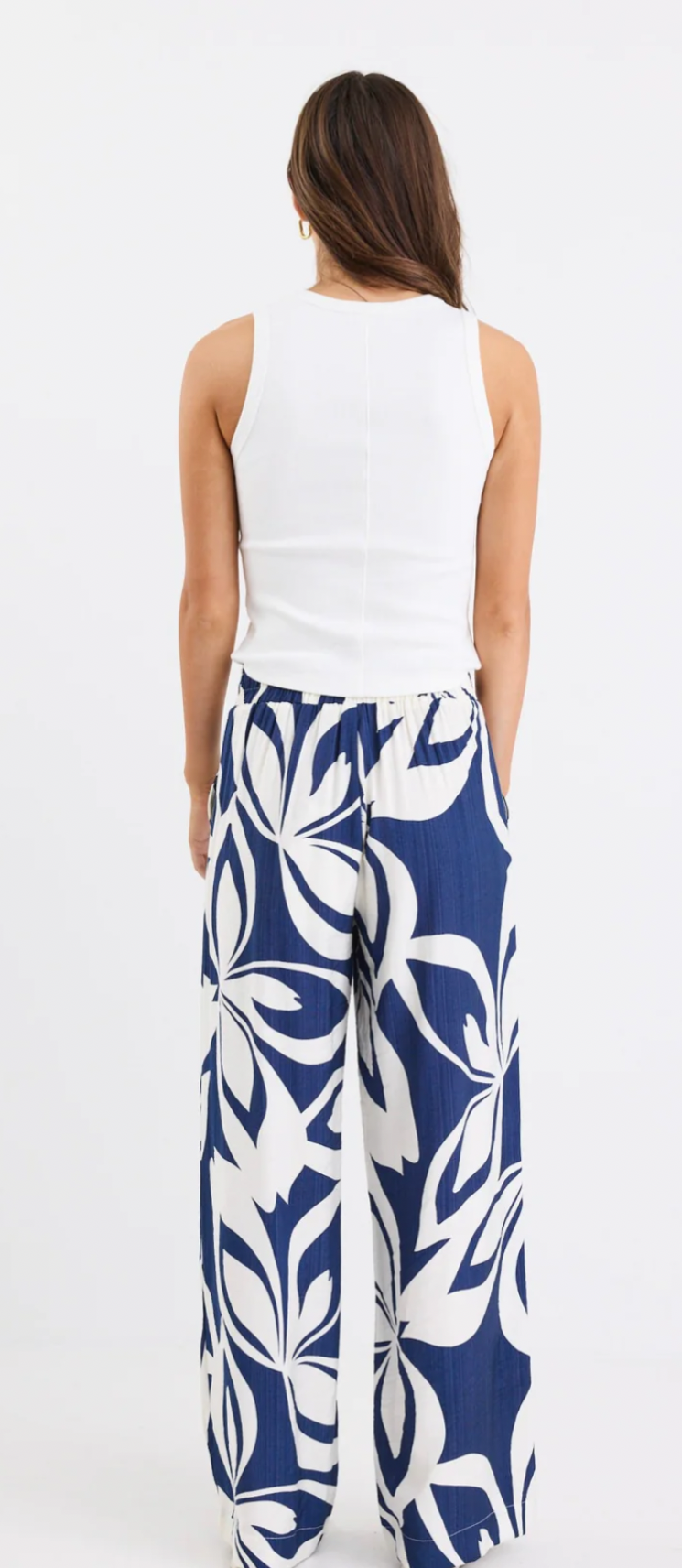 Metropolitan Navy Cutout Print Wide Leg Pants