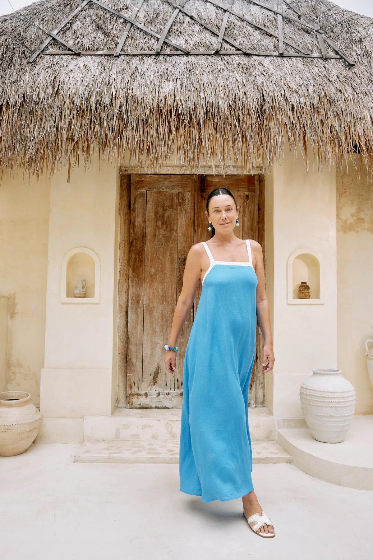 Eb + Eve Maris Splice Tank Maxi Dress in Marine & White