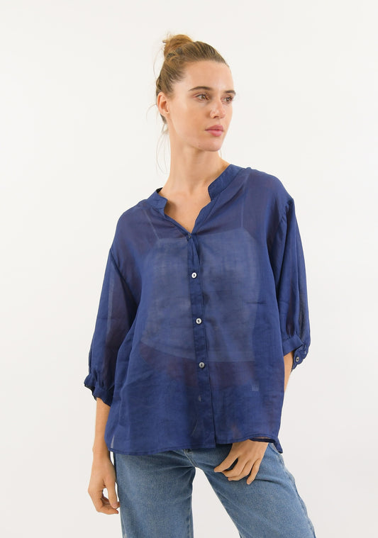 Worthier Aurora Navy, Rose pink and Denim Blue Linen Button Shirt