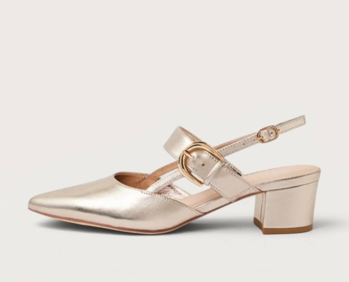 Top End Asten Pale Gold Block Heels