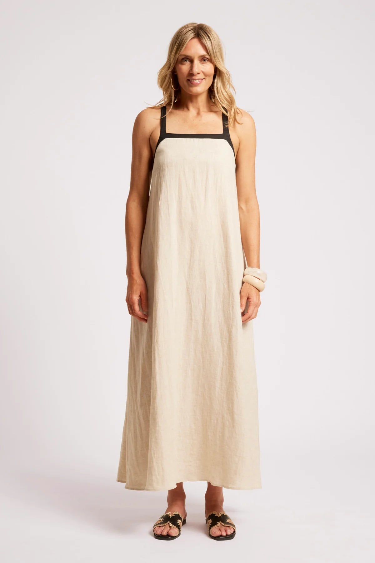Eb + Eve Maris Splice Tank Maxi Dress in Tusk & Black