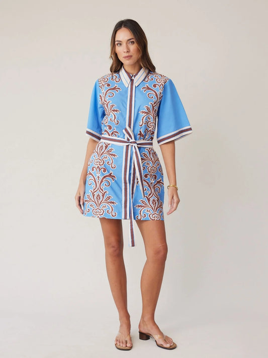 State of Embrace Mini Blue Stripe Shirt Dress