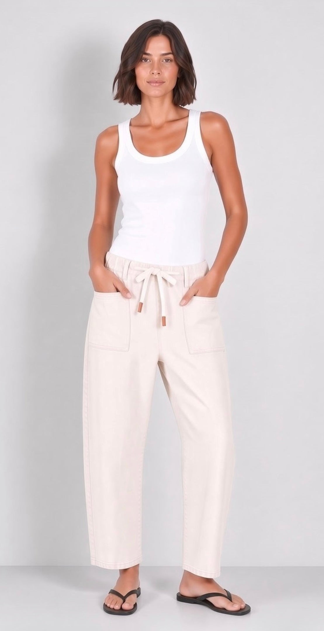 Monaco Denim Carter Barrel Jeans in Sand