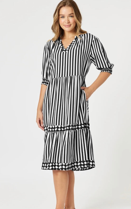 Threadz black and white stripped dress