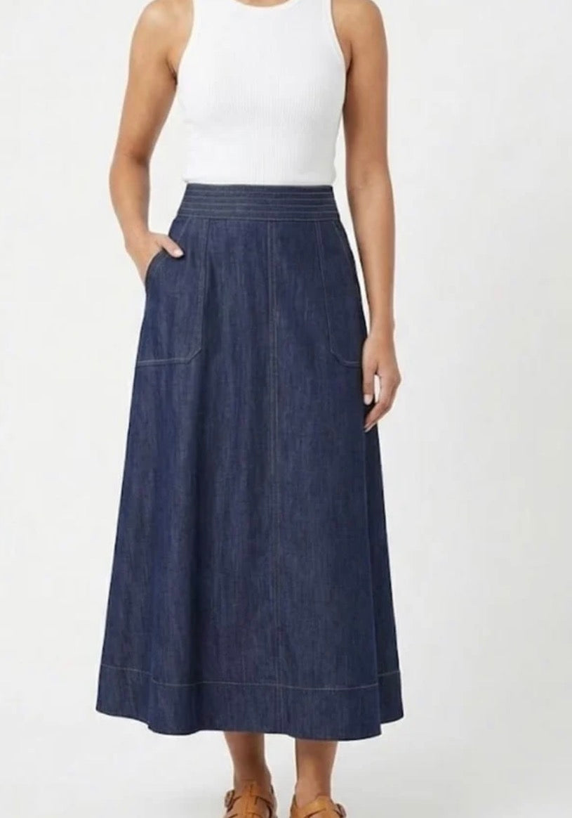 Corfu Womens Tencel Skirt - Denim Blue