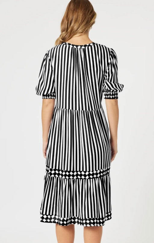 Threadz black and white stripped dress