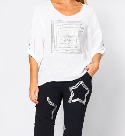 La Strada / Hot Ice Cotton Bling Top White