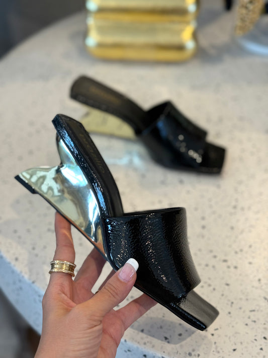 Brazilio Black Provenca Gold Chrome Mule
