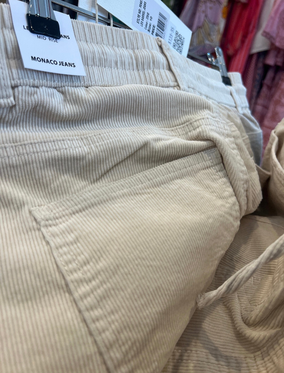 Monaco  Stone Corduroy Leo Barrel Pants