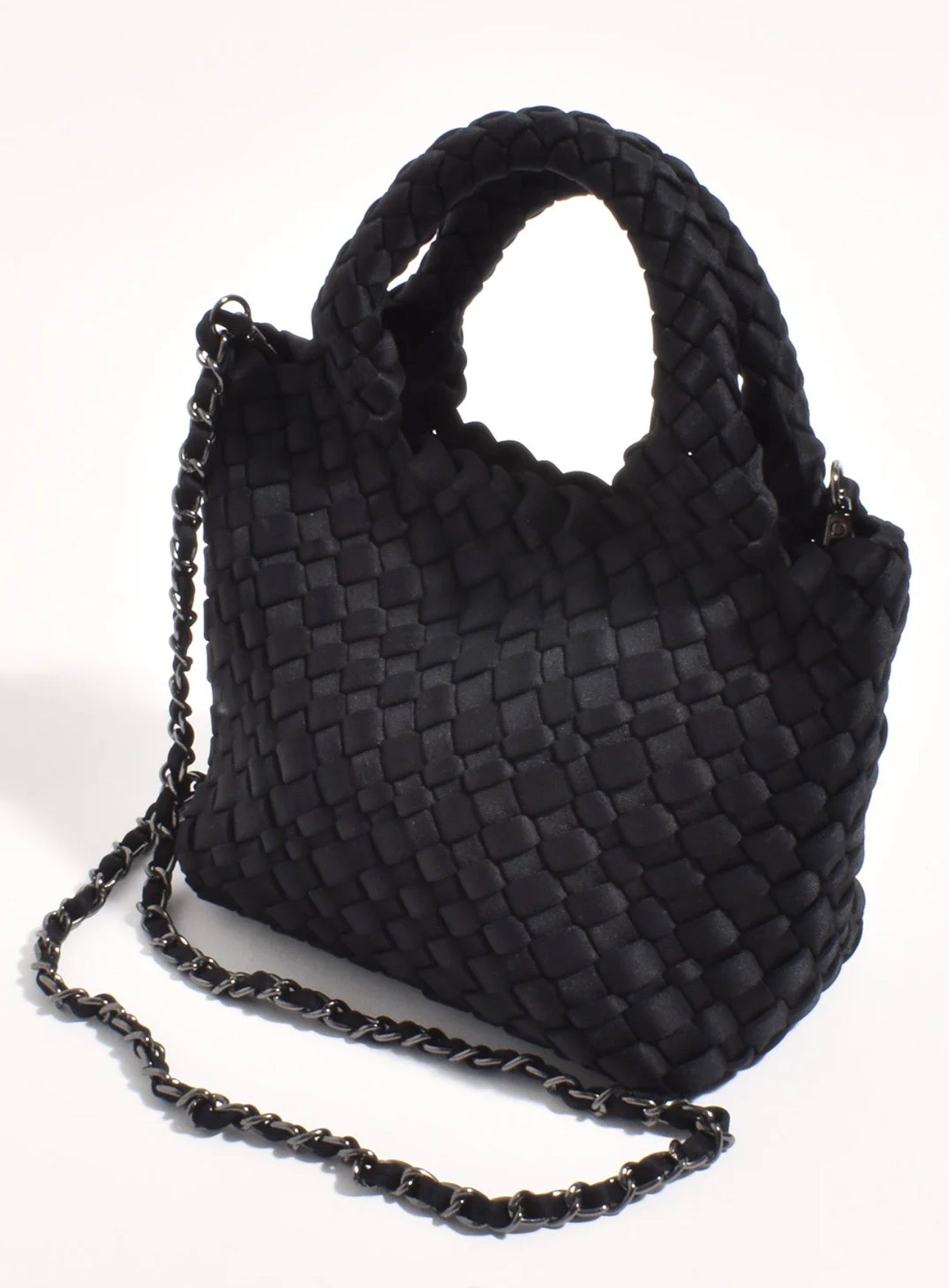 The Keira Neoprene WOVEN MINI BAG WITH POUCH (BLACK)