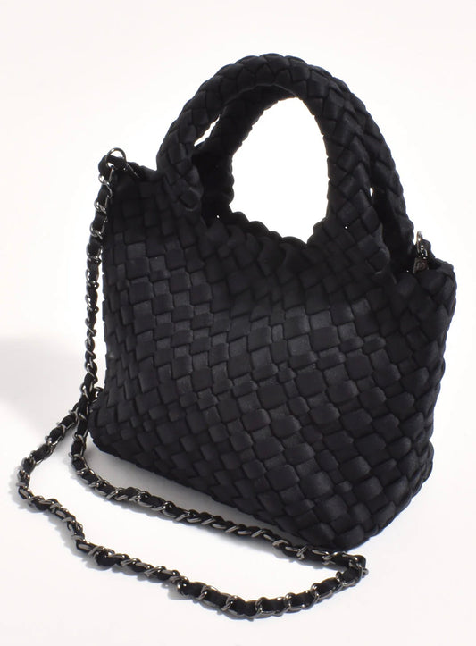 The Keira Neoprene WOVEN MINI BAG WITH POUCH (BLACK)