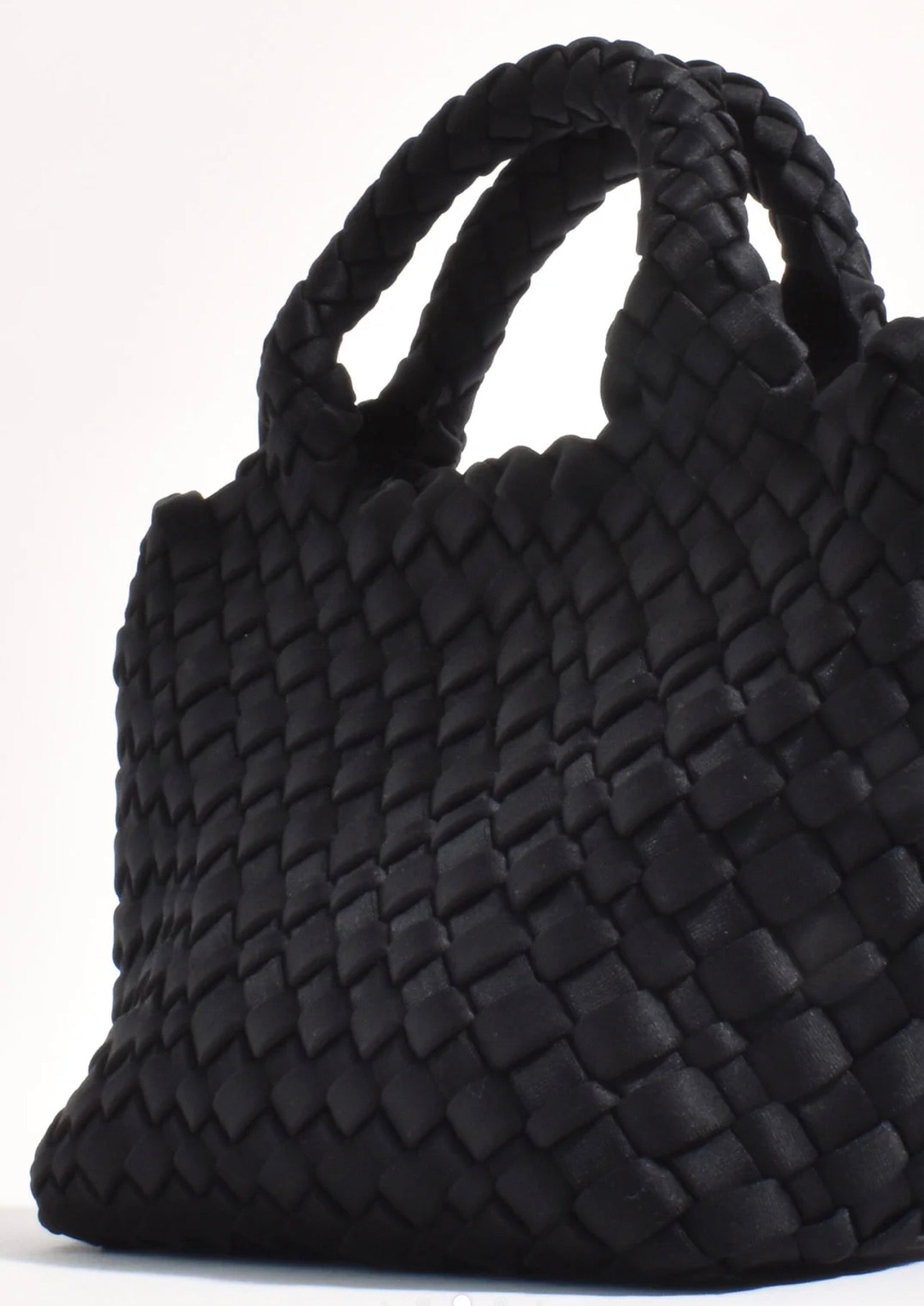 The Keira Neoprene WOVEN MINI BAG WITH POUCH (BLACK)
