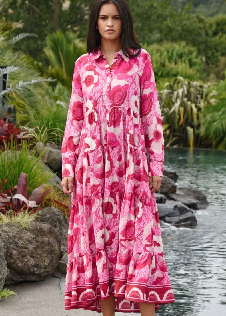Coop flora font long sleeve dress