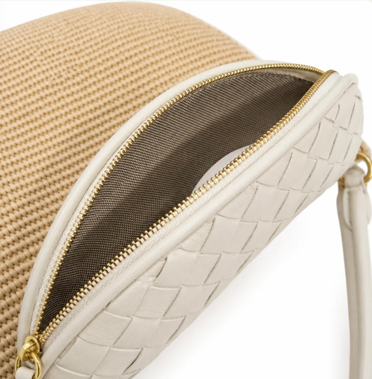 L’ORA D’ORO Camile Raffia Saddle Bag