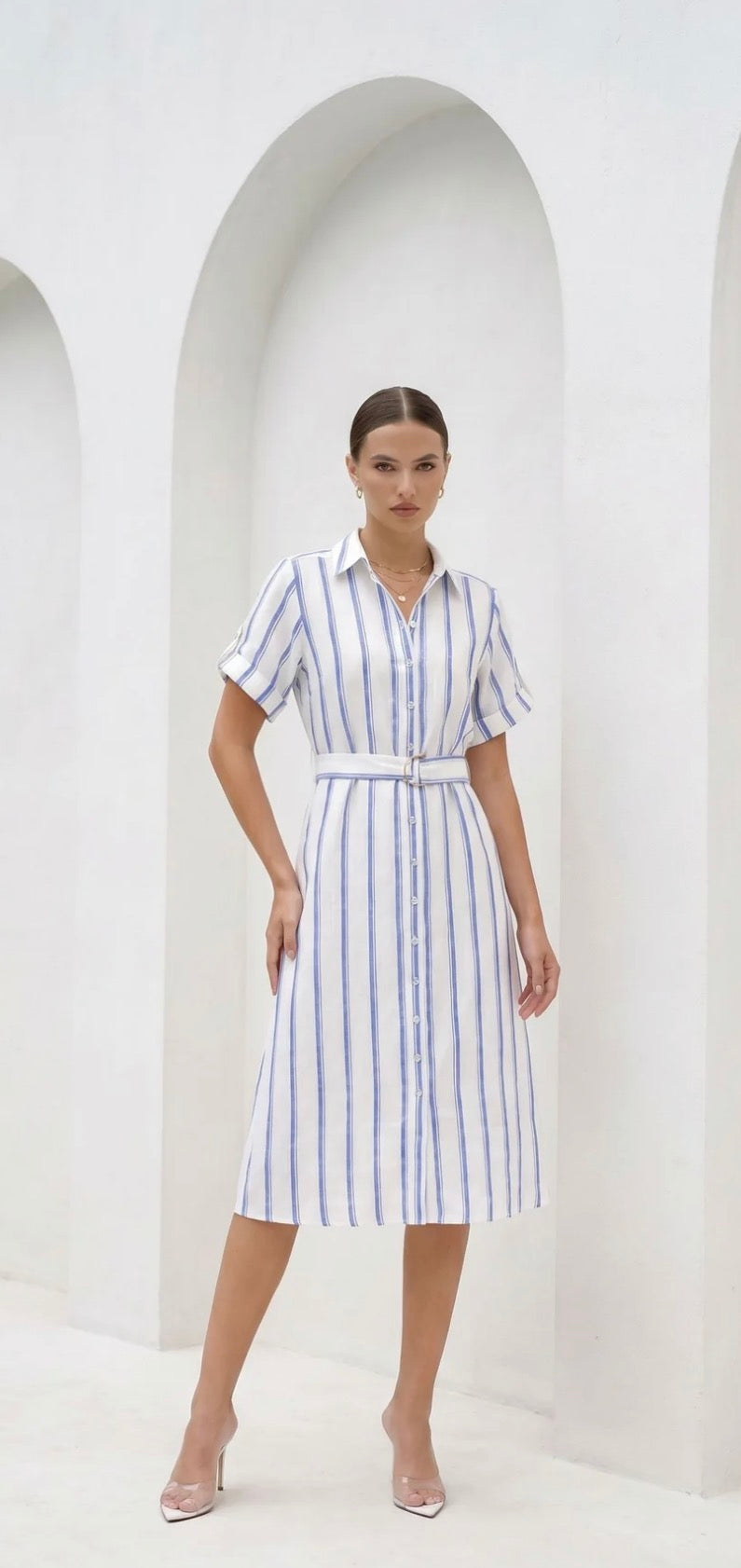 GDS Lyra Linen Dress Blue Stripe