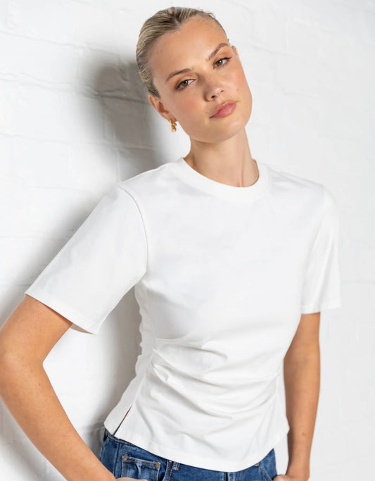 By Rosa. Cotton Pintuck top White