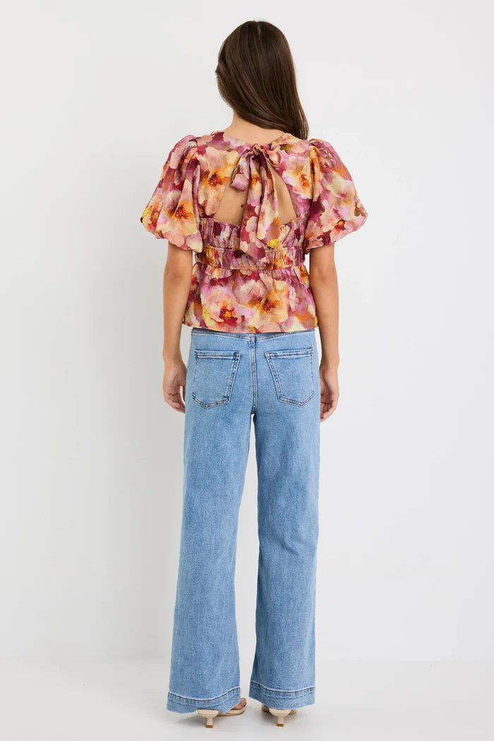 Georgia Mae Provoke Floral Bubble Sleeve Top