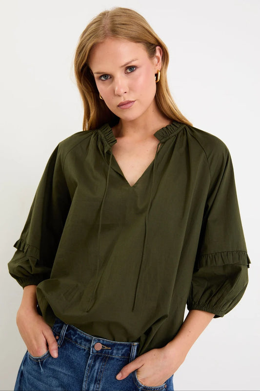 By Rosa Luminary Olive Voile Top