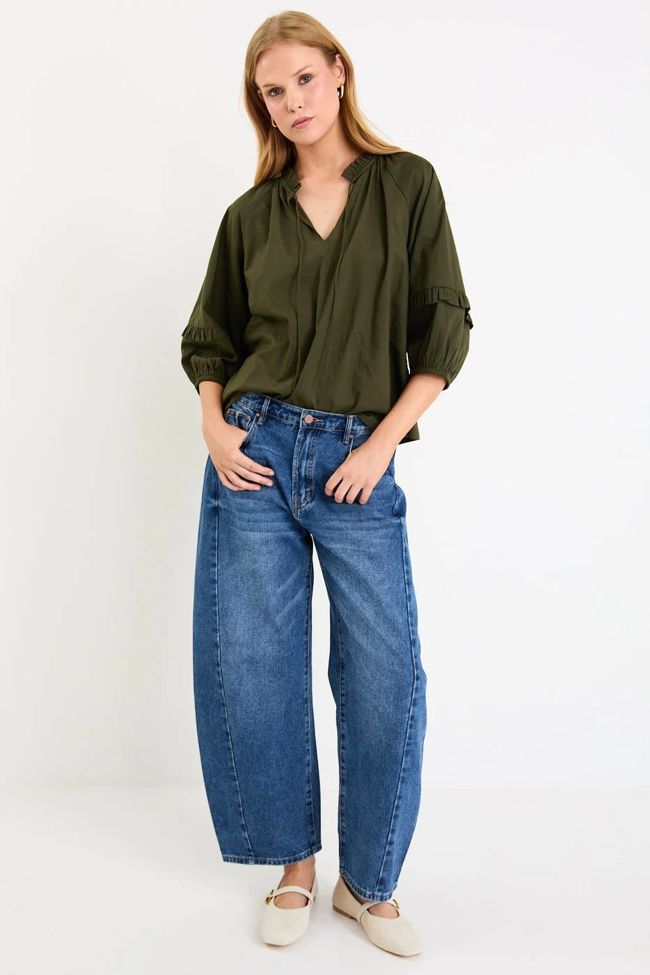By Rosa Luminary Olive Voile Top
