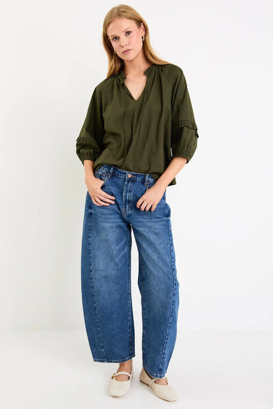 By Rosa Luminary Olive Voile Top