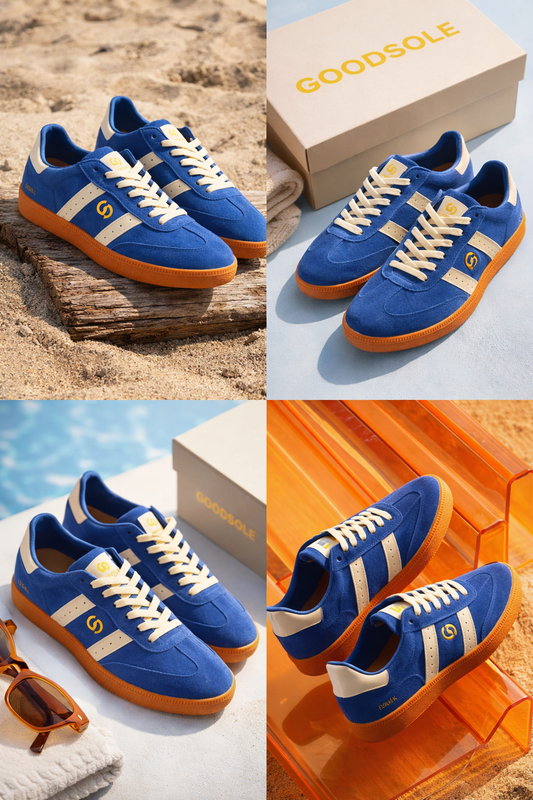 Goodsole Parallel Peacock Blue Suede Sneakers