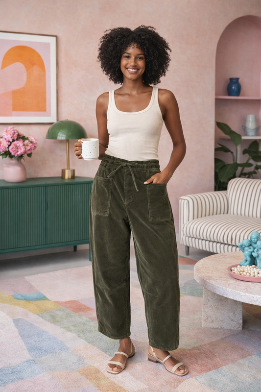 Forrest Green Leo Corduroy Barrel Pants by Monaco Jeans