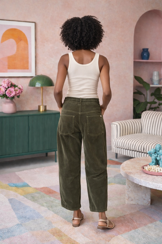 Forrest Green Leo Corduroy Barrel Pants by Monaco Jeans