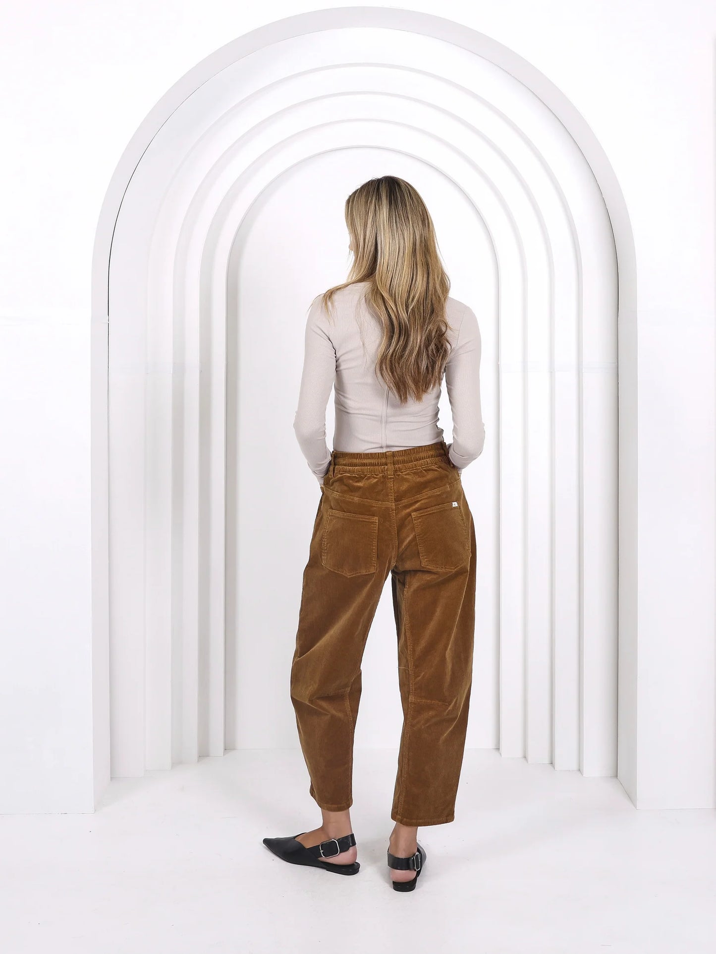 Camel Corduroy Leo Barrel Pants by Monaco Jeans
