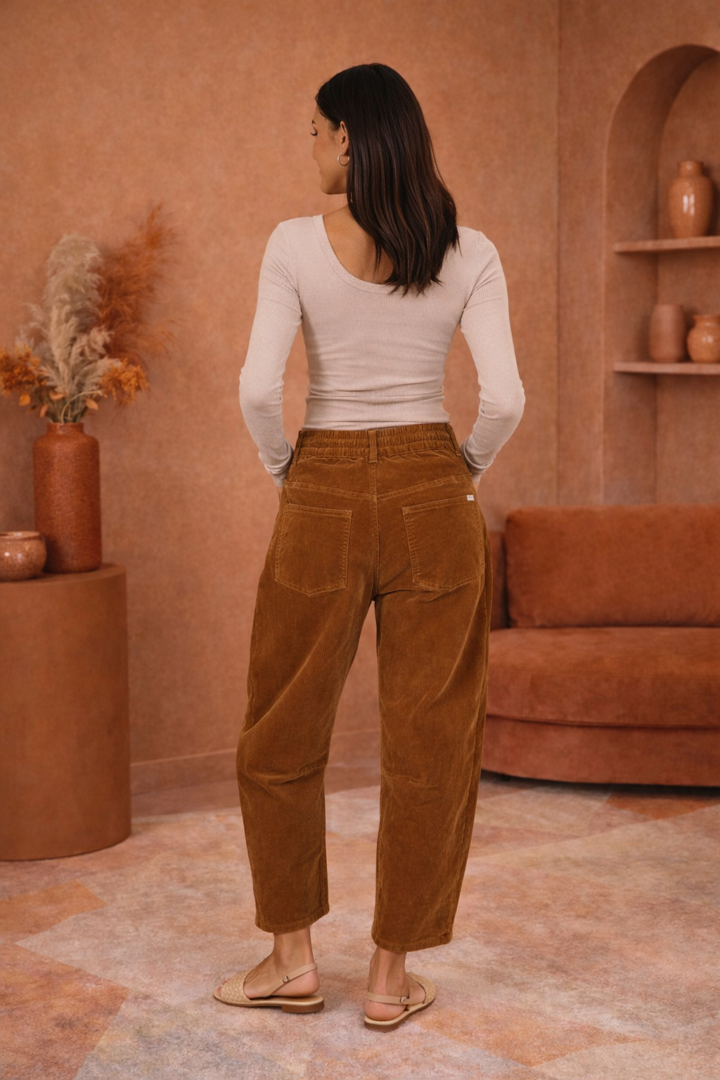Camel Corduroy Leo Barrel Pants by Monaco Jeans