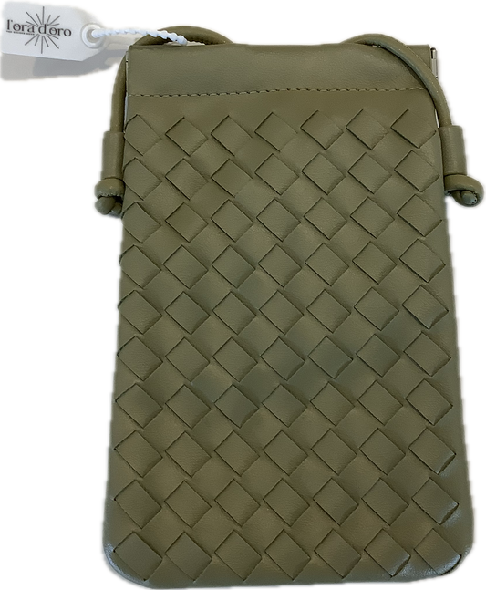 L'ORA D'ORO CALL ME Leather Weaved Crossbody Bag