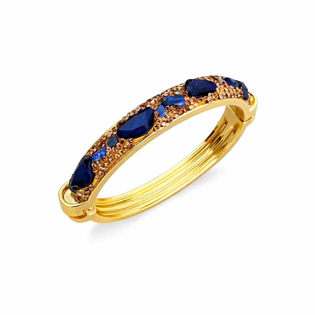 L'ORA D'ORO
110 Gold Crystal + Stone Bangle, Navy *Spring Opening