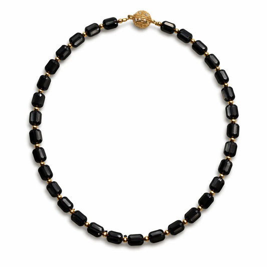 (Short) Swarovski Faceted Rondelle Beaded Chocker, Black