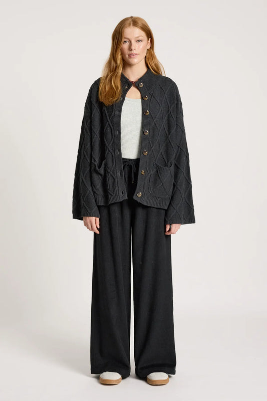 Eb+Ive Liora Cropped Cardigan Charcoal