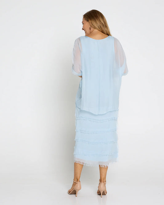 La Strada Margo Silk Dress Celeste Sky Blue