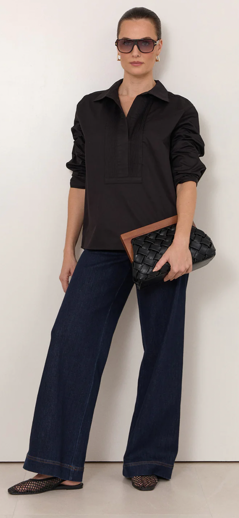 Adorne THE YURI POPLIN SHIRT Black