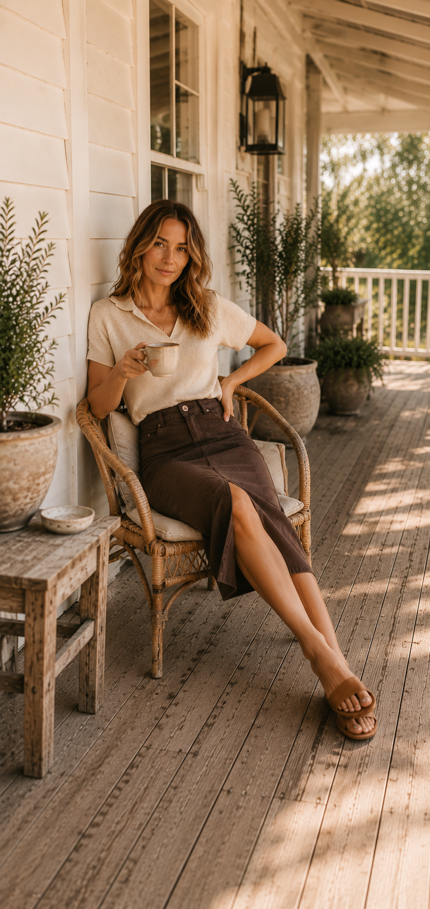 Orientique Long Jean Skirt