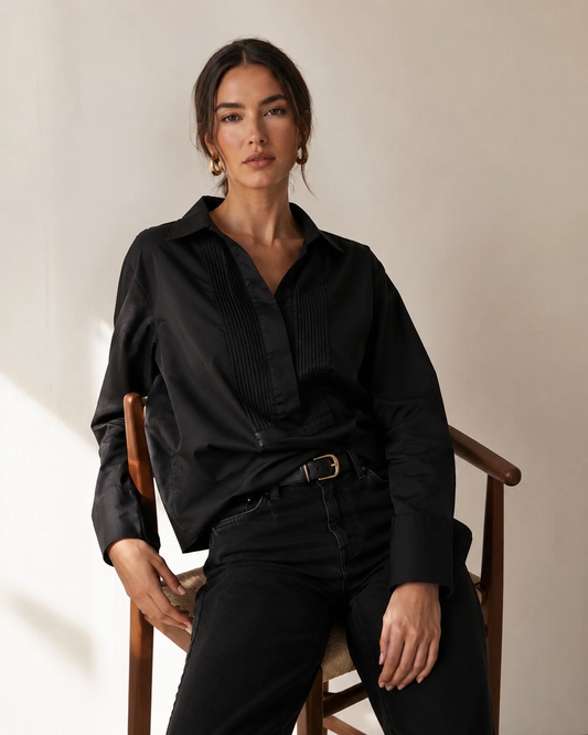 Adorne THE YURI POPLIN SHIRT Black