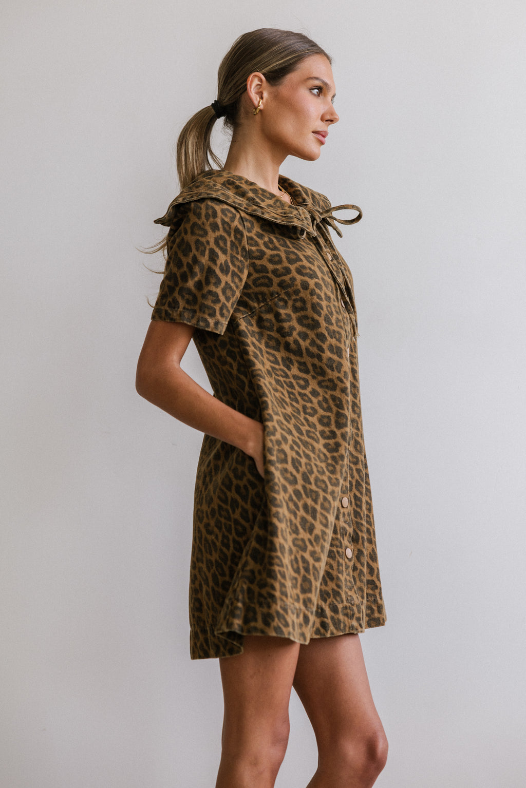 SMAIBULUN Leopard Denim Dress