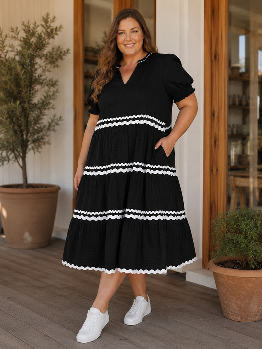 Threadz Ric Rac Black & White Dress