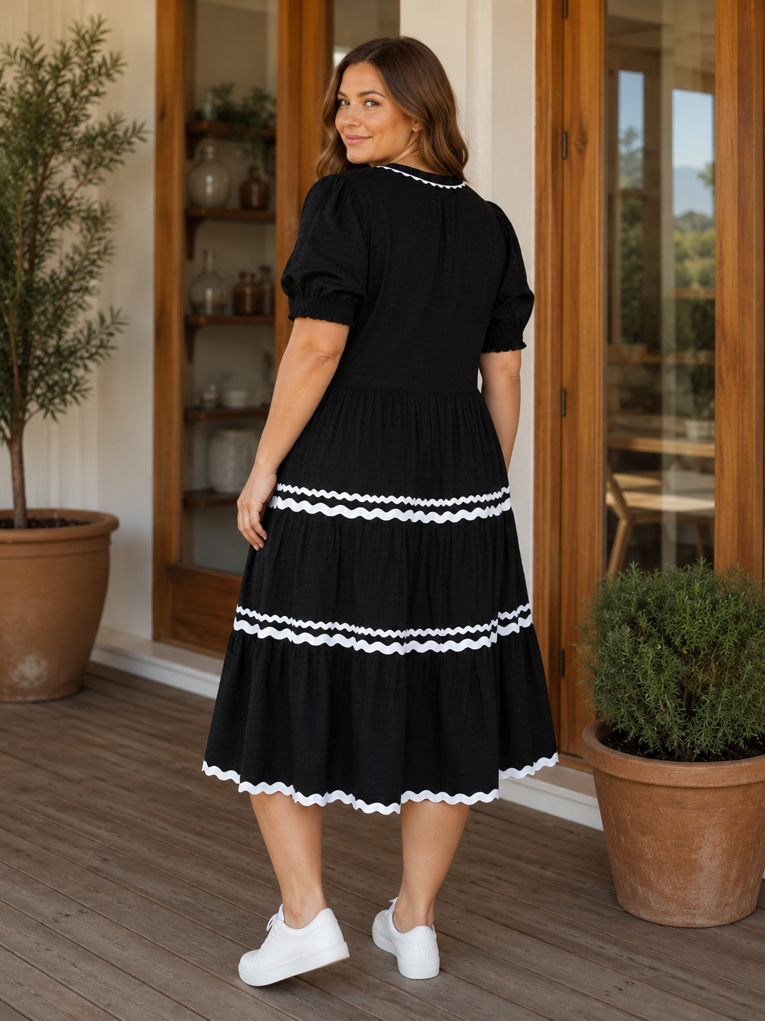 Threadz Ric Rac Black & White Dress