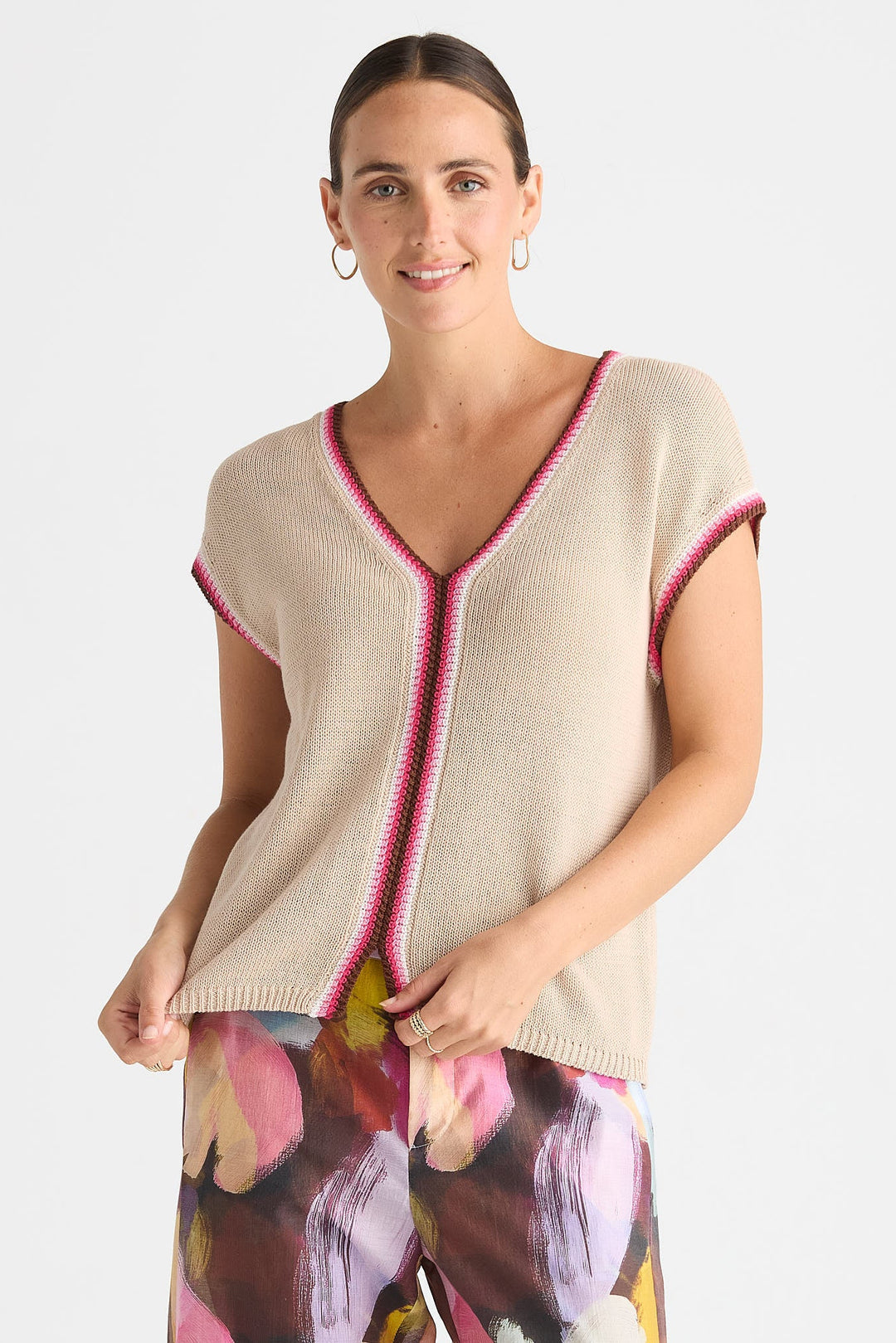 Zaket & Plover Crochet Trim Tank Raspberry