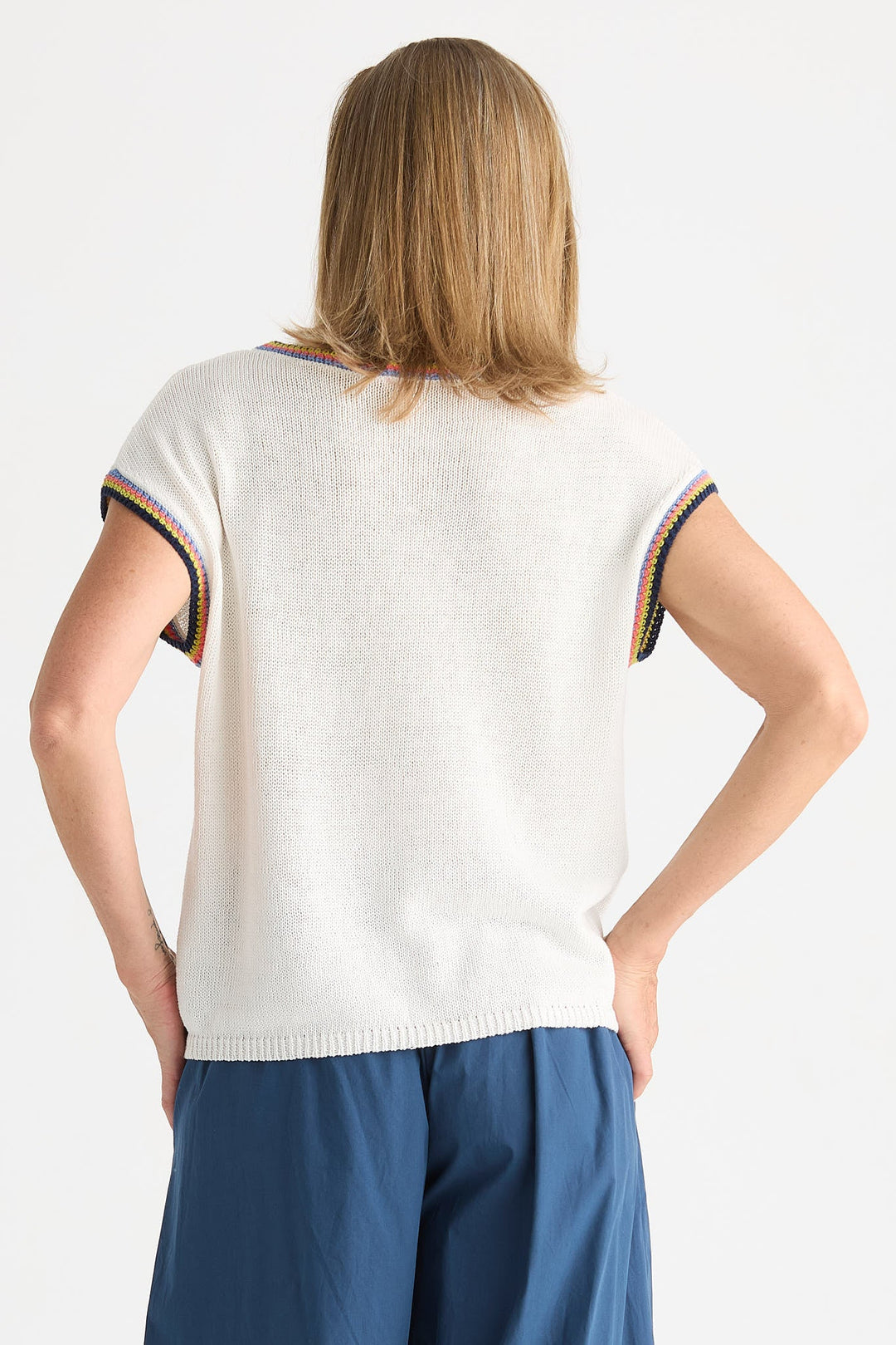Zaket & Plover Crochet Trim Tank White
