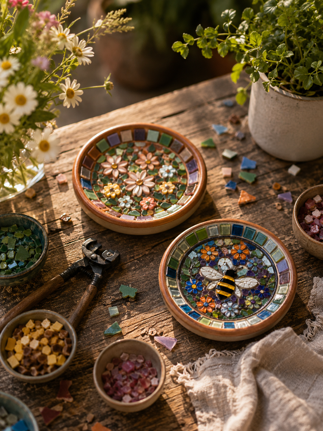 Mosaic Bee Bath Workshop with Sara