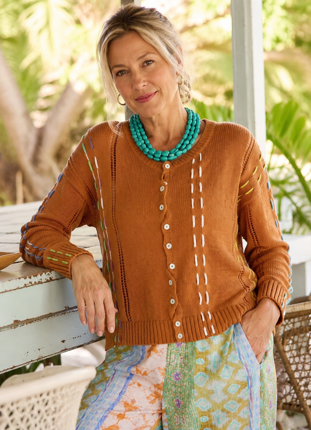 Zaket & Plover Thread Detail Top in Toffee