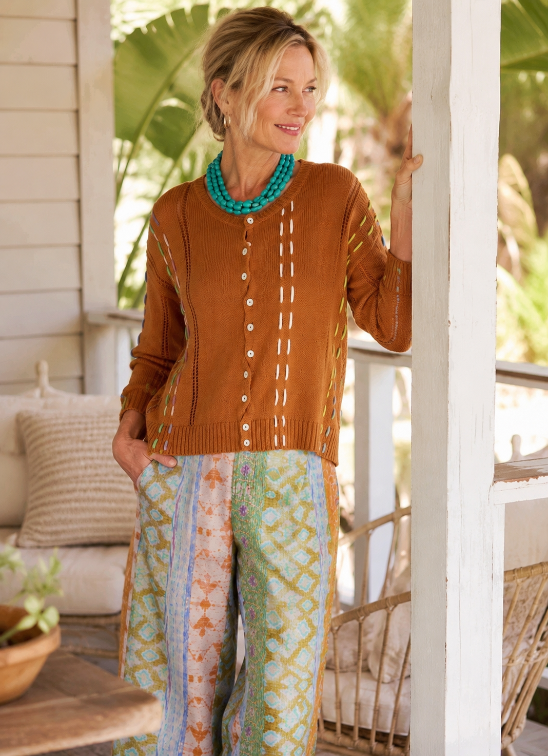 Zaket & Plover Thread Detail Top in Toffee