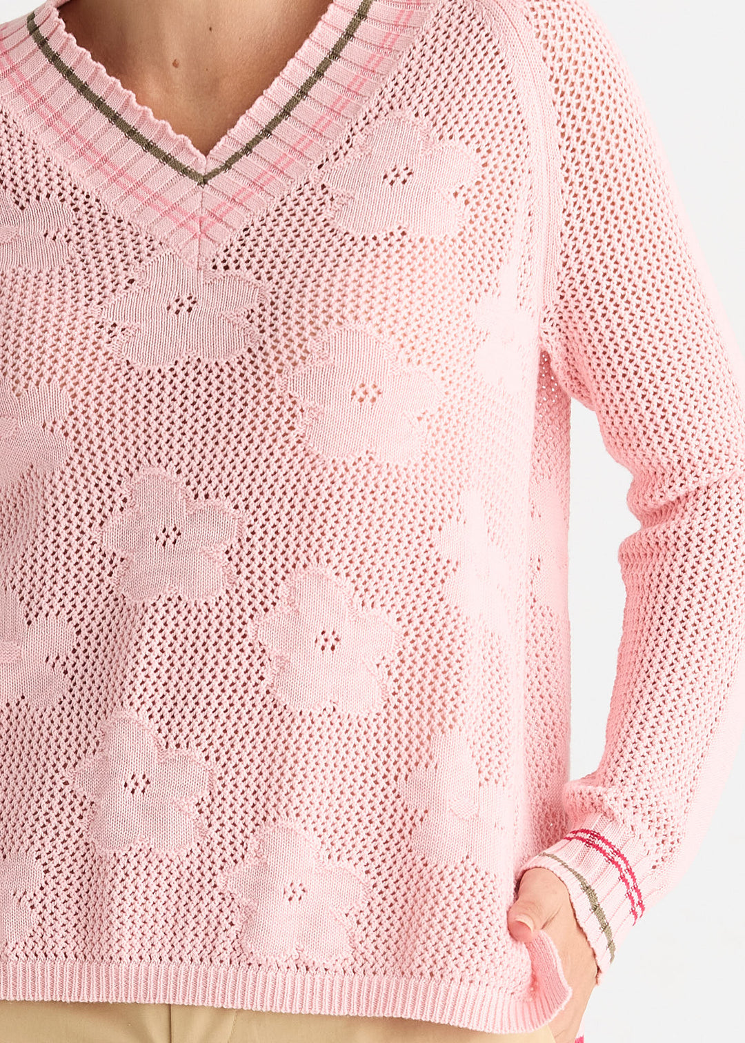 Zaket & Plover Floral Pointelle Vee