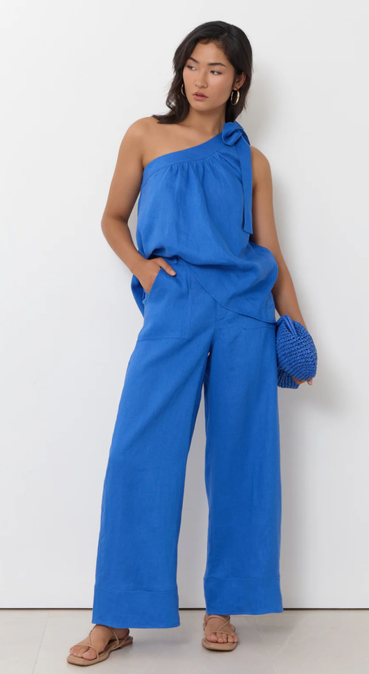 Adorne Frida One Shoulder Tie Linen Top