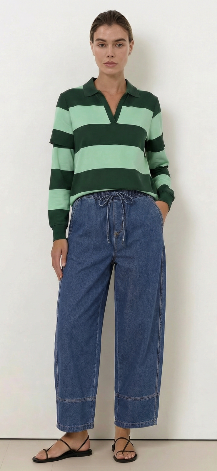 Liberty Rose Streamline Barrel Pants Washed Denim