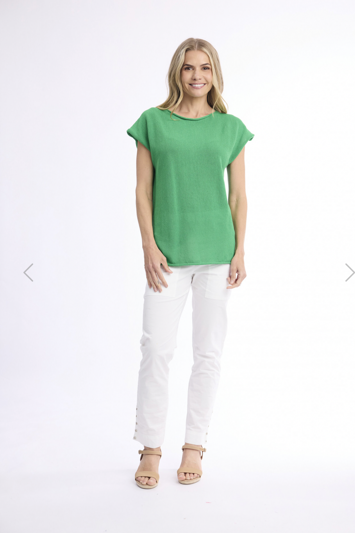 Orientique Knit Top Boatneck Green