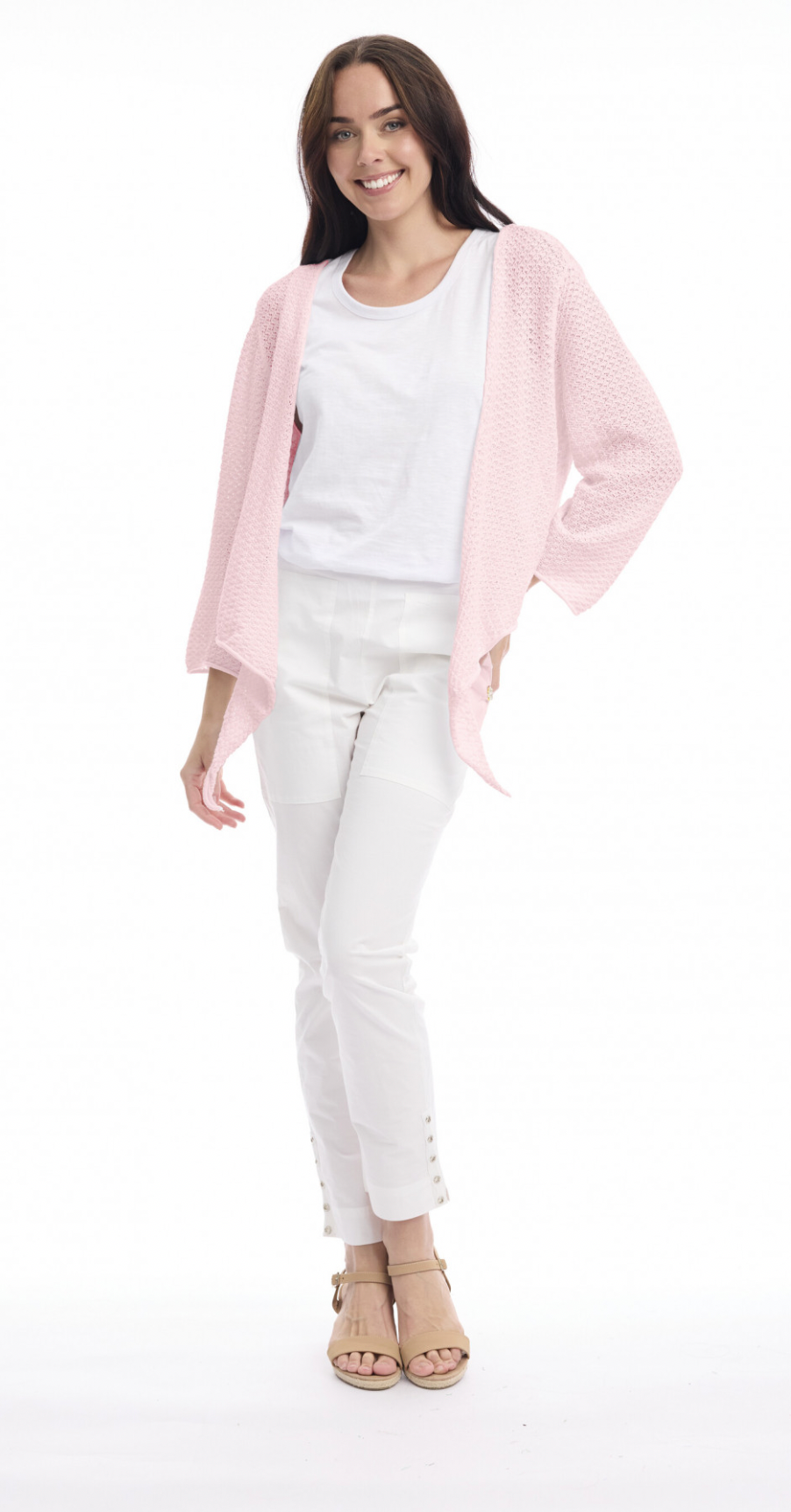 Orientique Pink Knit Tie Shrug